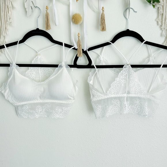 The House Of Gentry Other - WHITE Lace Racerback Bralette